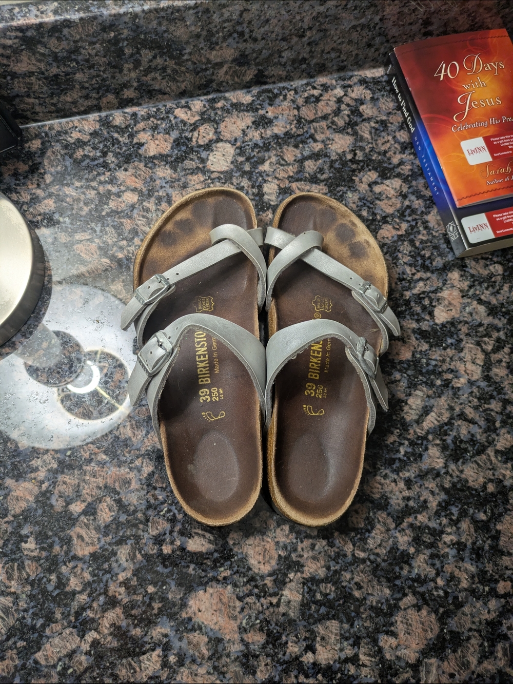 Birkenstock Women's Light Gray Double-Strap Sandals Size 39